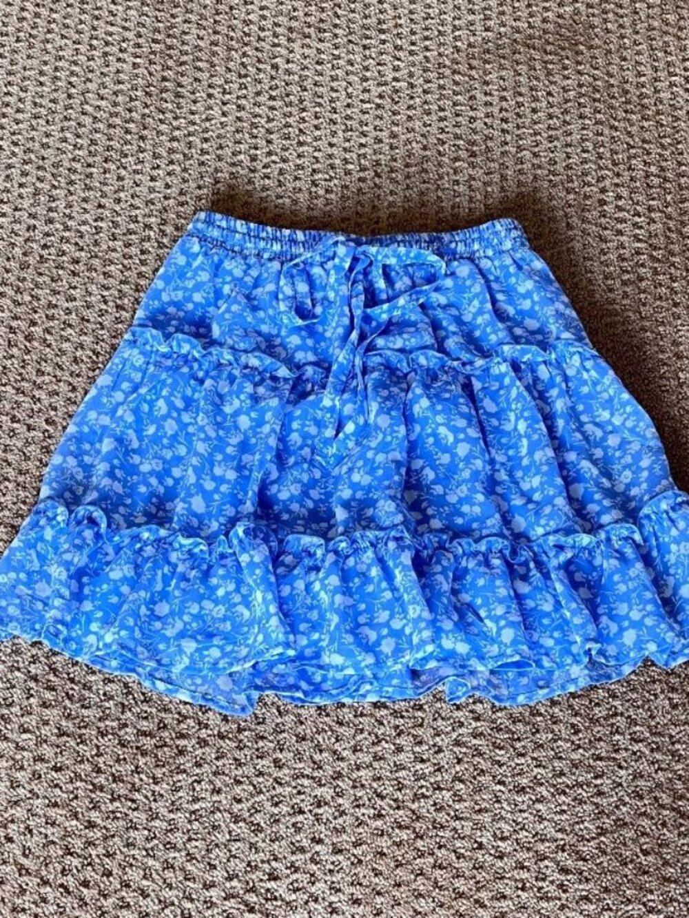 Blue Sienna Sky girls women's teens floral ruffled flouncy mini skirt S Small